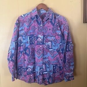 Vintage 80s Aztec Western Women’s Size Large Long sleeve